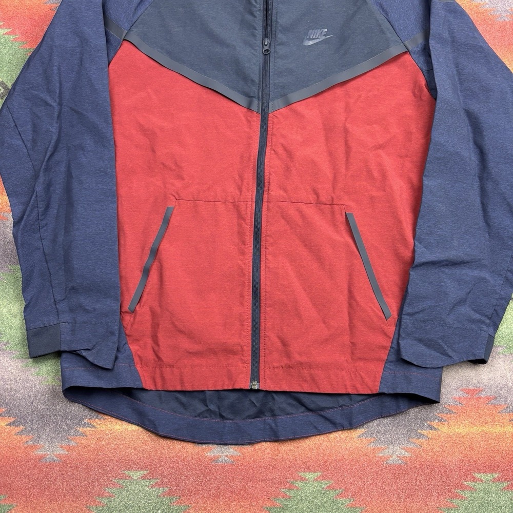 Nike Tech Windrunner Jacket Men's Medium Blue Red Nylon Shell Hooded Full Zip - Picture 4 of 11